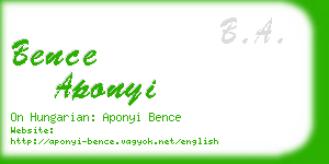 bence aponyi business card